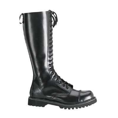 Demonia Rocky 20 black leather | Attitude Holland Demonia Ranger 302 zwart mat gothic, metal lange veter